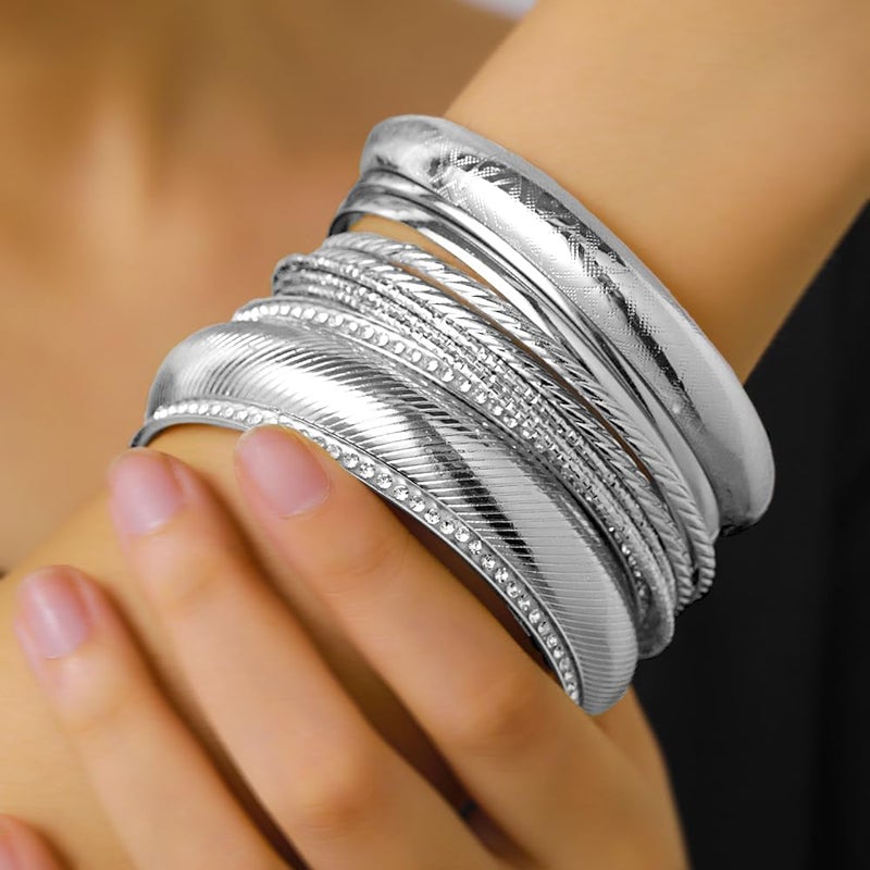 RINTOLER Store 16Pcs Gold Bangle Bracelets for Women - Multi Layer Stackable Textured Bracelets Boho Jewelrys Set. - Image 2